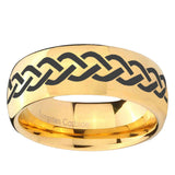 5, 8mm Laser Celtic Knot Dome Gold Tungsten Ring