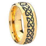 10mm Celtic Knot Love Dome Gold Tungsten Carbide Wedding Band Mens
