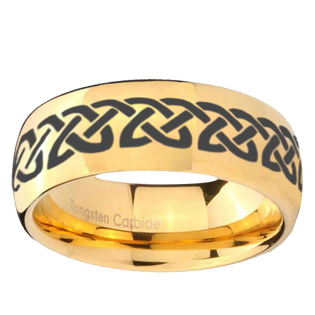 5MM Celtic Knot Love Dome Polish Gold Tungsten Band For Men