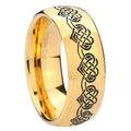 8MM Celtic Knot Heart Dome Polish Gold Tungsten Engravable Ring