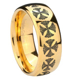10mm-Medieval-Cross-Dome-Gold-Tungsten-Carbide-Wedding-Band-Mens