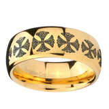 8mm-Medieval-Cross-Dome-Gold-Tungsten-Carbide-Wedding-Engagement-Ring