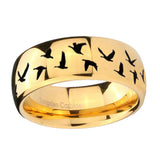 10mm-Flying-Geese-Hunting-Dome-Gold-Tungsten-Carbide-Wedding-Band-Mens
