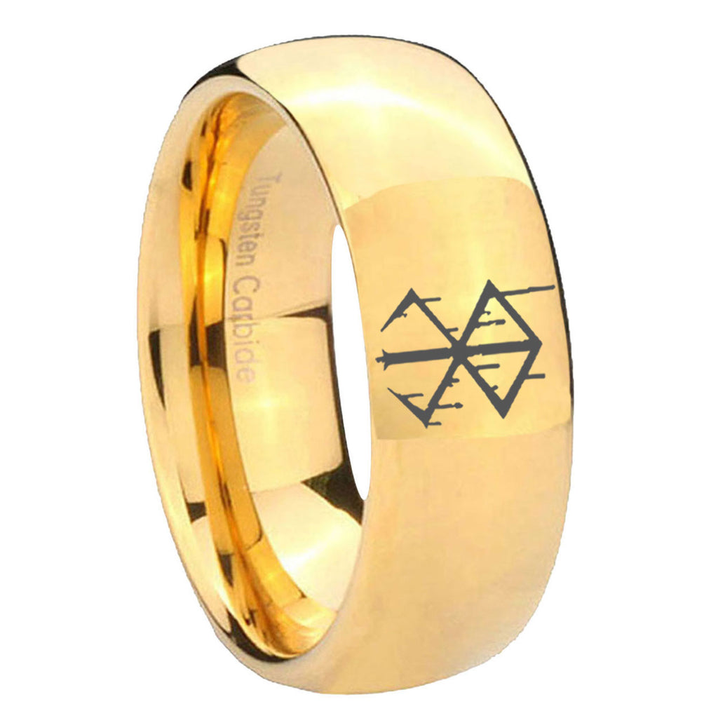 8MM Stigma Sangrando Berserk Inspired Dome Polish Gold Tungsten Wedding Band