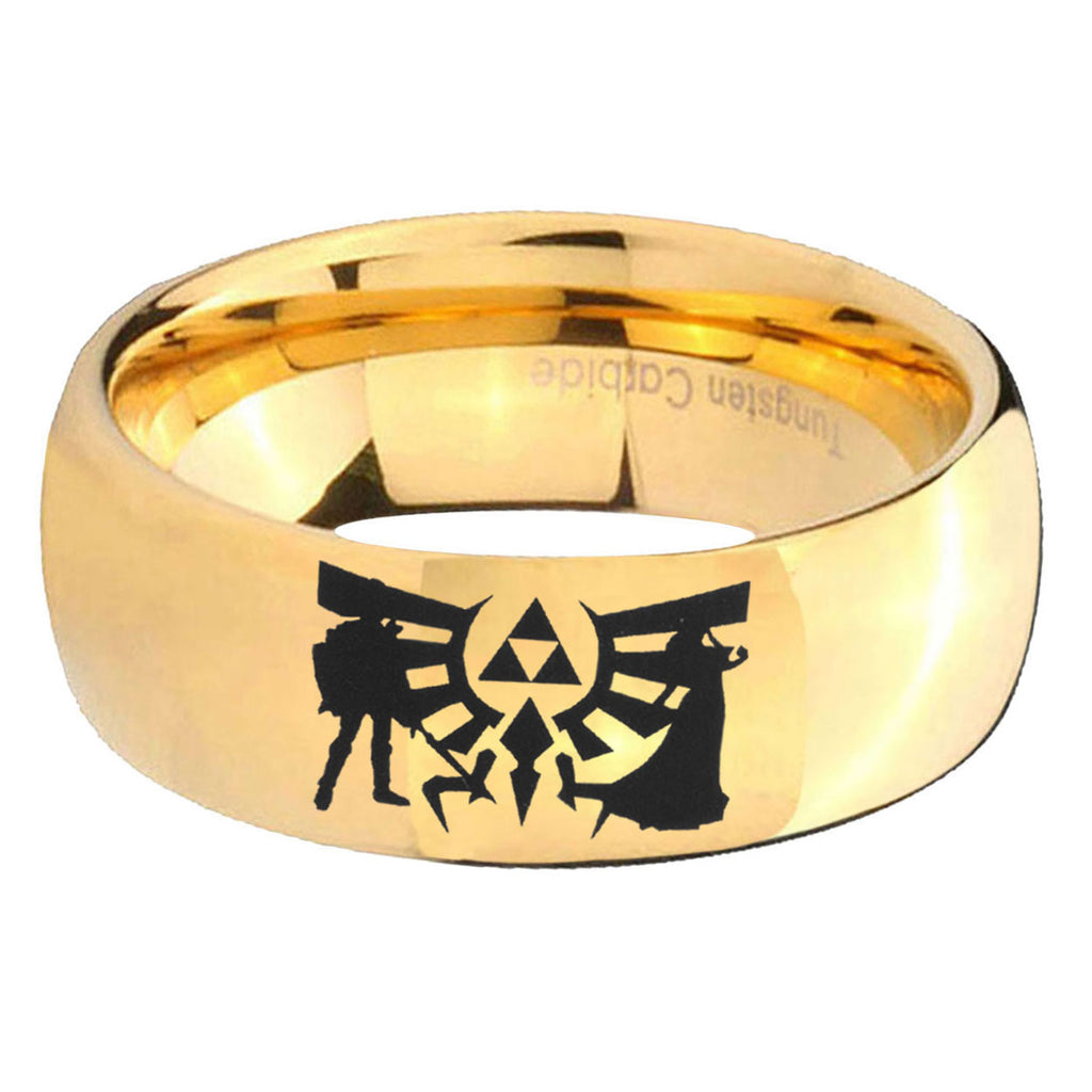 5MM Zelda Link Dome Polish Gold Tungsten Wedding Band