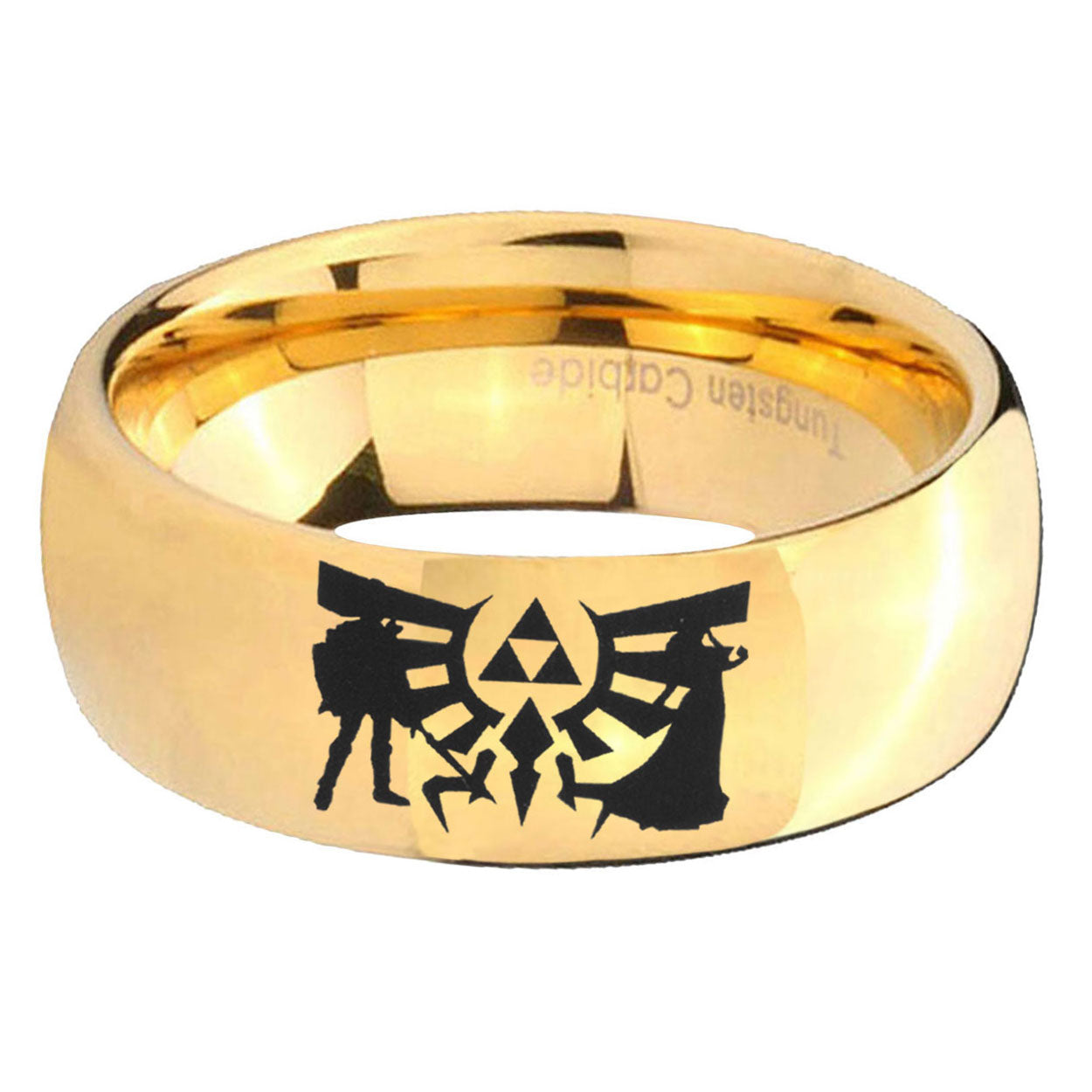 5MM Zelda Link Dome Polish Gold Tungsten Wedding Band