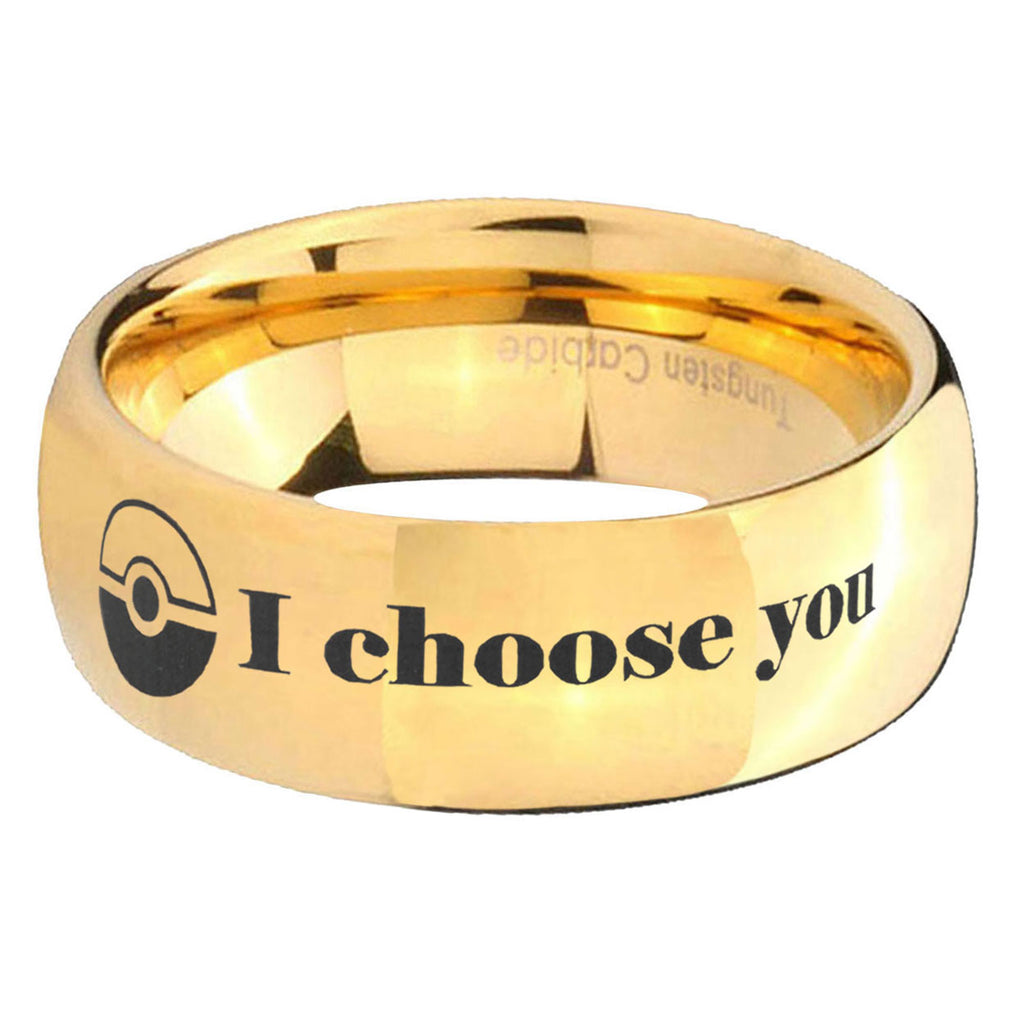 5MM Pokeball Pokemon Dome Polish Gold Tungsten Wedding Band