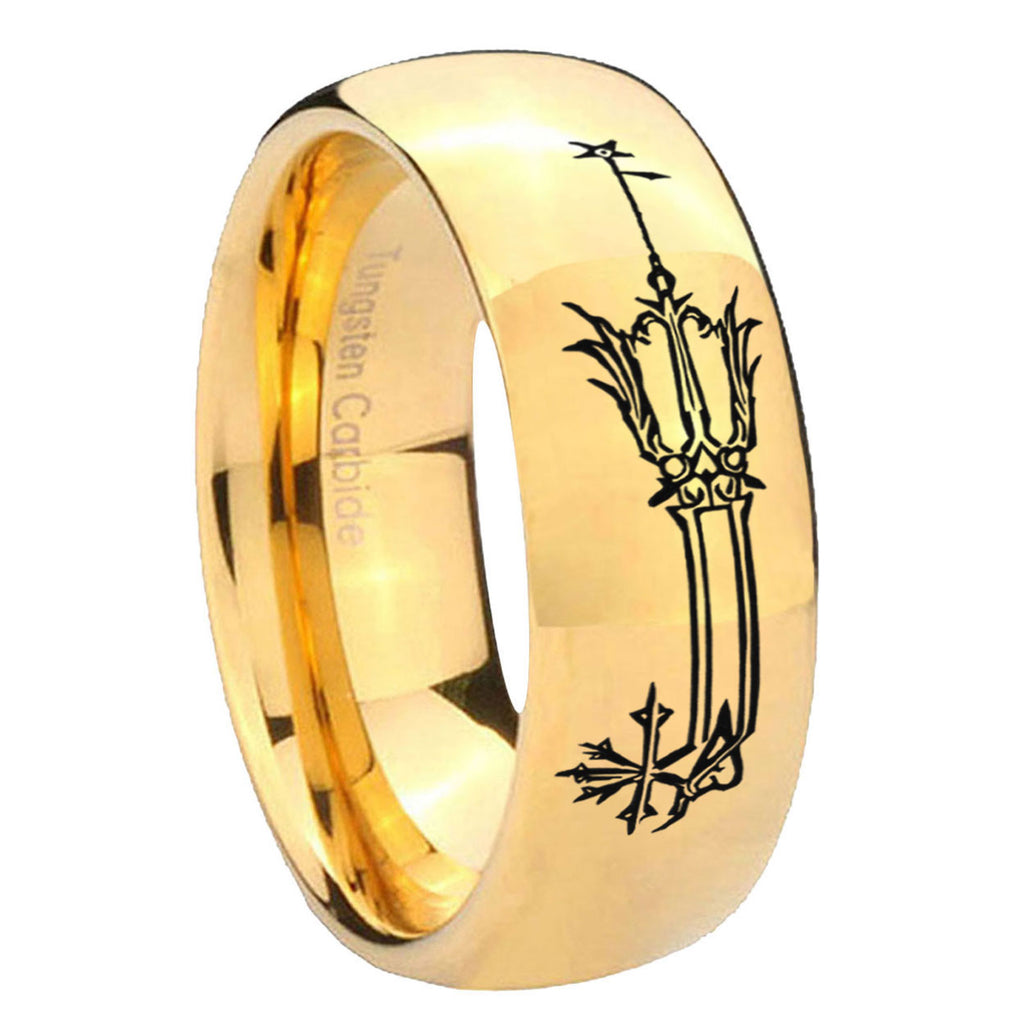 8MM Geekery Oathkeeper Kingdom Hearts Dome Polish Gold Tungsten Wedding Band