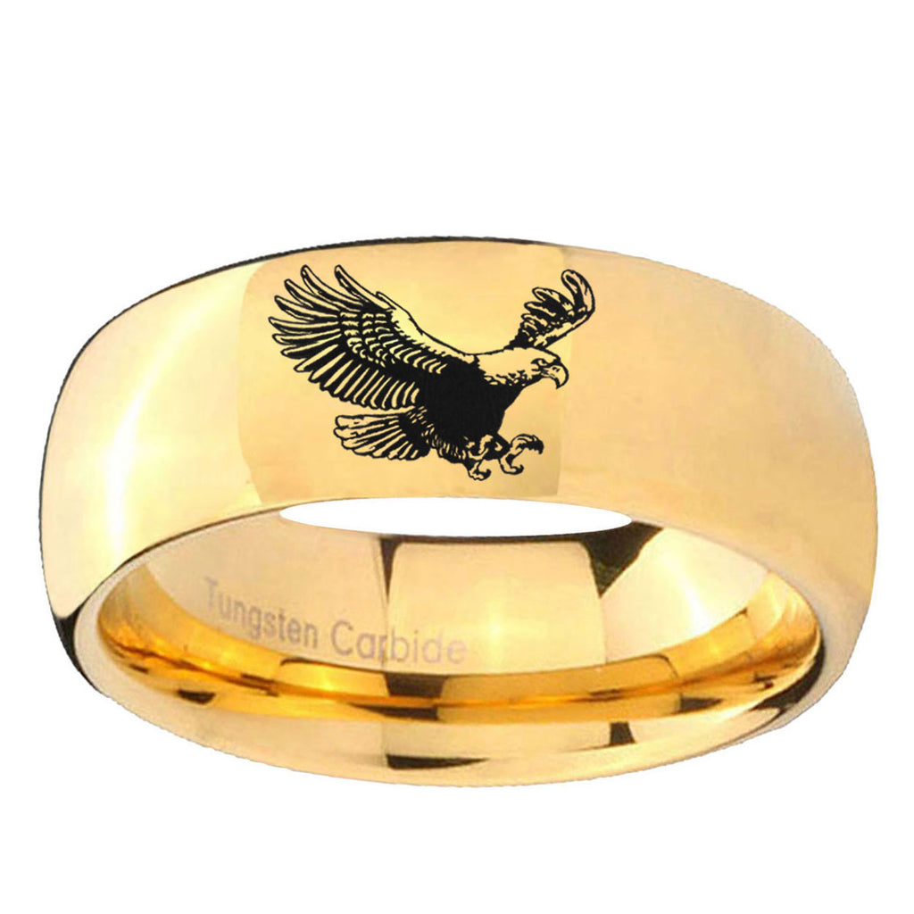 5MM Flying American Eagle Dome Polish Gold Tungsten Wedding Band