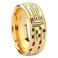 8MM Circuit Board Dome Polish Gold Tungsten Wedding Band