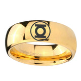 5, 8mm Green Lantern Dome Polish Gold Men's Tungsten Ring