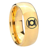 8mm Green Lantern Dome Polish Gold Men's Tungsten Ring