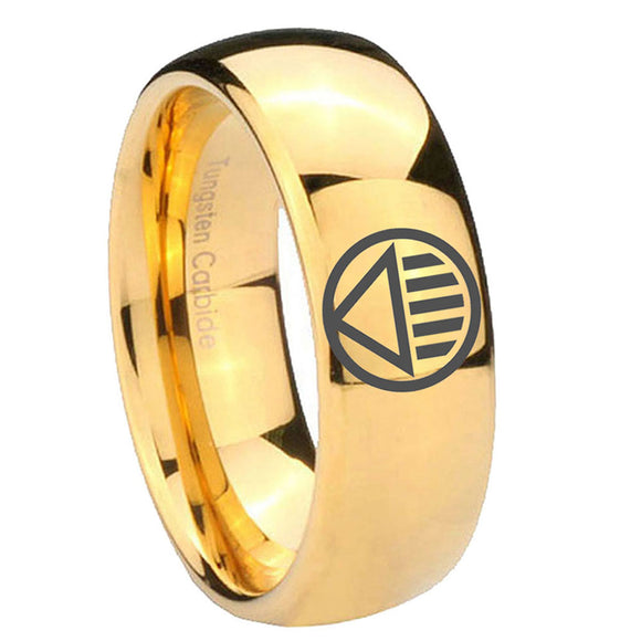 8mm Black Lantern Dome Polish Gold Mens Comfort Fit Wedding Band
