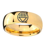 5, 8mm Black Lantern Dome Polish Gold Mens Comfort Fit Wedding Band
