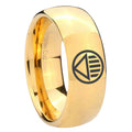 8MM Black Lantern Dome Polish Gold Tungsten Mens Wedding Ring