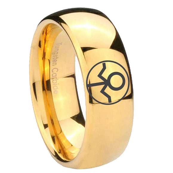 8mm Gray Lantern Dome Polish Gold Casual Rings For Men