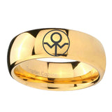 5, 8mm Gray Lantern Dome Polish Gold Casual Rings For Men