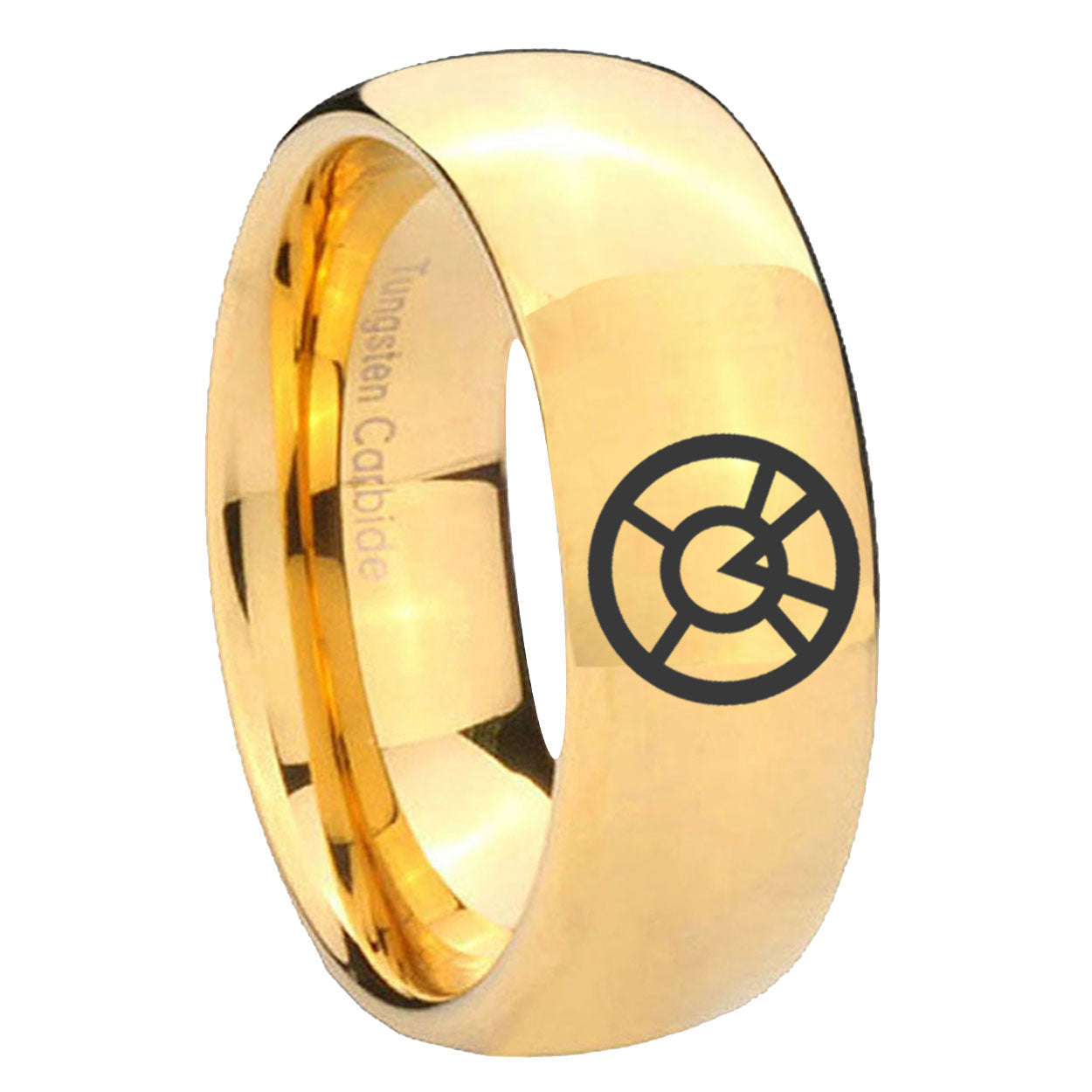 8MM Orange lantern Dome Polish Gold Tungsten Wedding Band