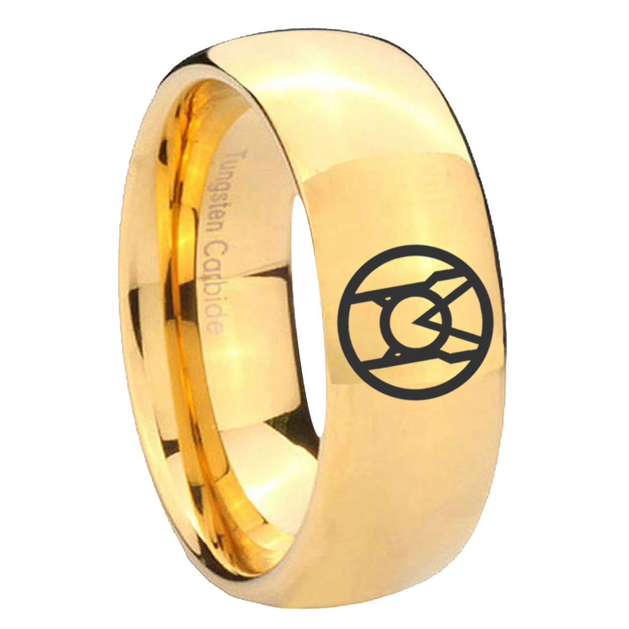 8MM Larfleeze Green Lantern Dome Polish Gold Tungsten Wedding Band