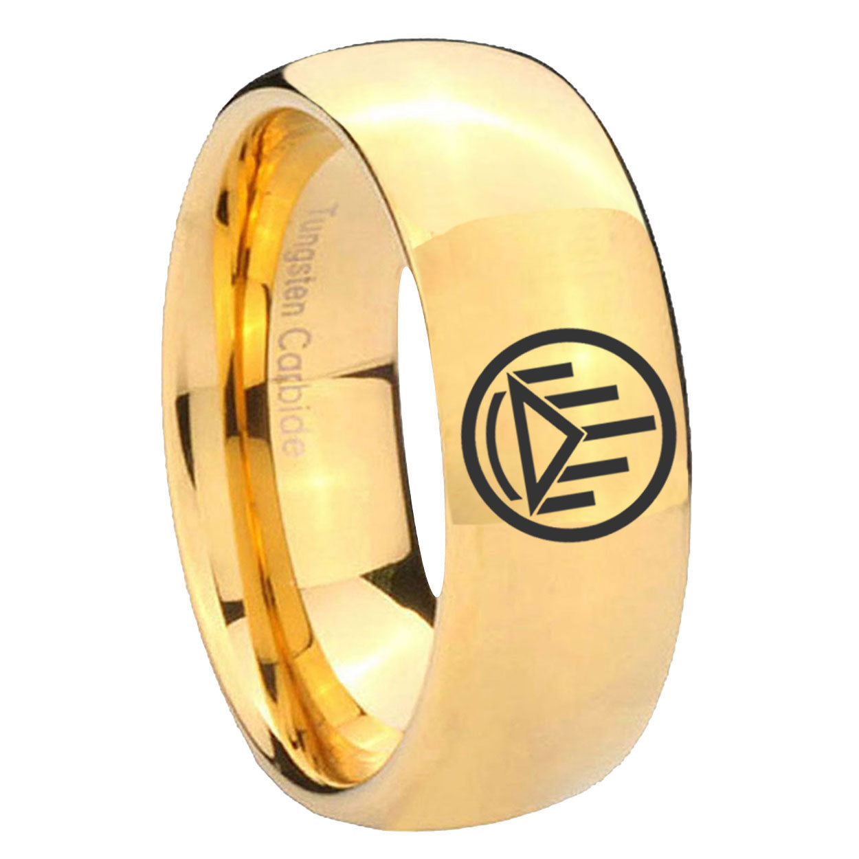 8MM Silver Lantern Dome Polish Gold Tungsten Wedding Band
