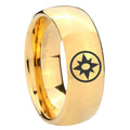 8MM Star Sapphire Lantern Dome Polish Gold Tungsten Wedding Band