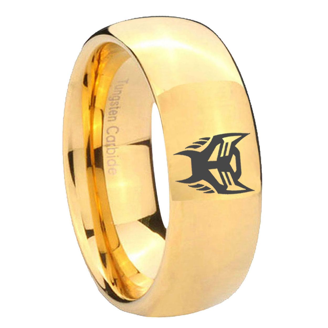 8MM Transformers Insignias Dome Polish Gold Tungsten Wedding Band