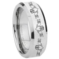 8MM Irish Claddagh Bevel Polish Silver Tungsten Engrave Man Ring