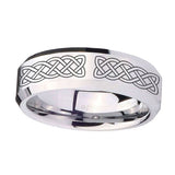 10mm-Celtic-Knot-Beveled-Edges-Silver-Tungsten-Carbide-Men's-Ring