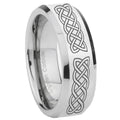 8MM Celtic knot Bevel Polish Silver Tungsten Mens Wedding Rings