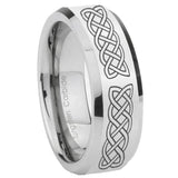 10mm Celtic Knot Beveled Edges Silver Tungsten Carbide Men's Ring