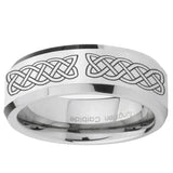 5, 8mm Celtic Knot Beveled Edge Silver Tungsten Ring