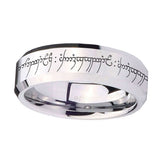 5, 8mm Lord Of The Rings Beveled Edge Silver Mens Engraved Rings