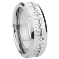 8MM Lord Of The Rings Bevel Polish Silver Tungsten Wedding Band