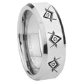 8MM Master Mason Masonic Bevel Polish Silver Tungsten Ring For Man
