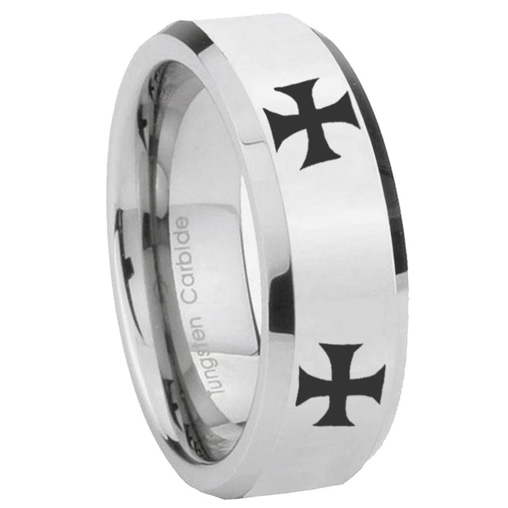 Multiple Christian Cross Tungsten Carbide Bridal Set Rings