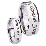 8mm-I-Love-You-Forever-and-ever-Beveled-Edges-Silver-Tungsten-Mens-Bands-Ring
