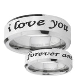 5, 8mm I Love You Forever and ever Beveled Edge SilverTungsten Ring