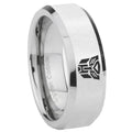 8MM Transformers Autobot Bevel Polish Silver Tungsten Ring For Him