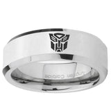 10mm Transformers Autobot Beveled Edge Silver Tungsten Mens Promise Ring