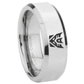 10mm Decepticon Transformers Beveled Silver Tungsten Men's Engagement Ring