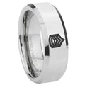 8MM Army Sergeant Major Bevel Polish Silver Tungsten Promise Ring