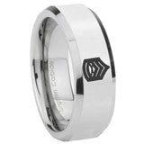 10mm Army Sergeant Major Beveled Edges Silver Tungsten Carbide Rings for Men