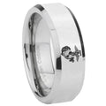 8MM Marine Bevel Polish Silver Tungsten Ring For Him