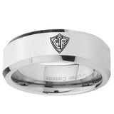 10mm CTR Beveled Edge Silver Tungsten Ring