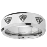 5, 8mm Multiple CTR Beveled Edge SilverTungsten Ring