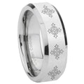 8MM Multiple Crosses Bevel Polish Silver Tungsten Male Wedding Band