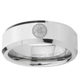 5, 8mm Seal of Seven Archangel Beveled Edge Silver Comfortable Wedding Rings