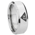 8MM Masonic 32 Triangle Freemason Bevel Polish Silver Tungsten Ring Men