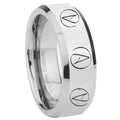 10mm Atheist Design Beveled Silver Tungsten Custom Ring for Men