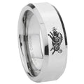 8MM Wild Boar Bevel Polish Silver Tungsten Promise Ring